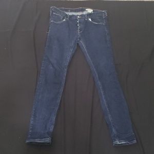 Button Fly Slim Dark Wash Jeans